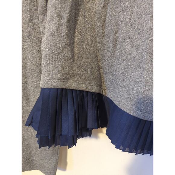 J.Crew Gray Blue Pleated Fringe Long Sleeve Crewneck Sweatshirt Sz XL solid - Picture 6 of 6